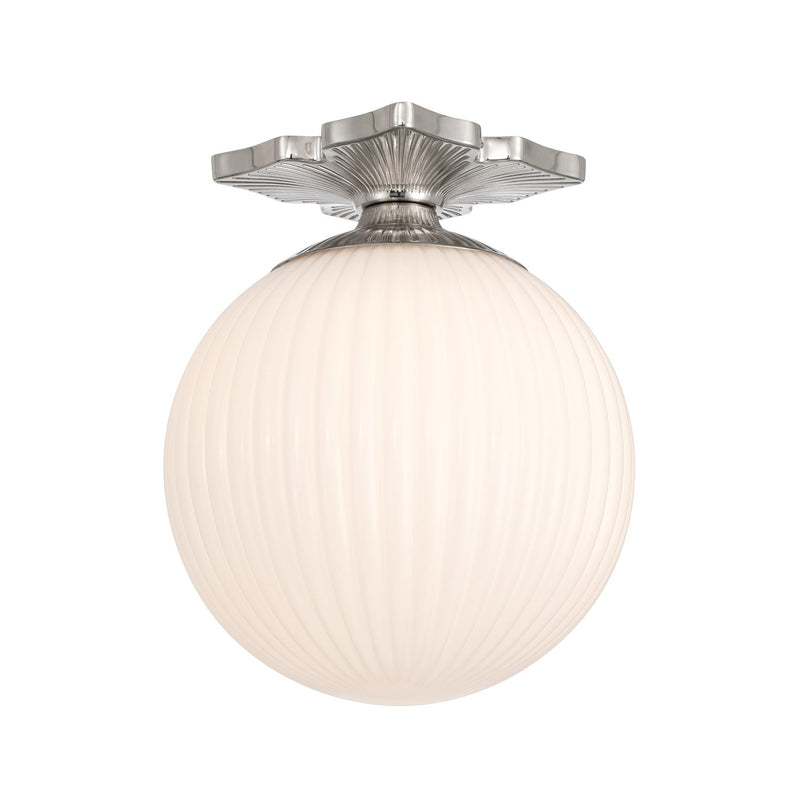 Crystorama ORY-1003-PN-WH One Light Semi Flush Mount, Polished Nickel