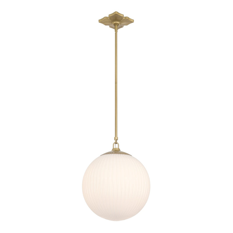 Crystorama ORY-1007-AG-WH One Light Pendant, Aged Brass