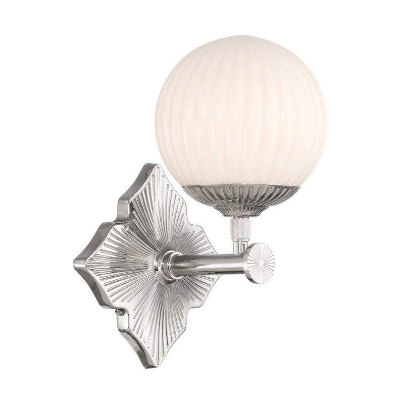Crystorama ORY-1001-PN-WH One Light Wall Sconce, Polished Nickel