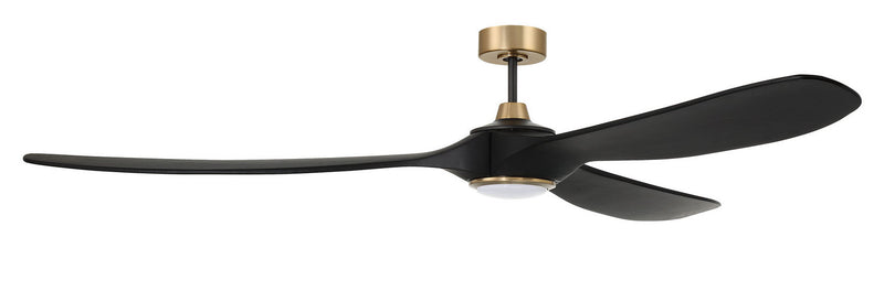 Craftmade EVY72FBSB3-NWF 72" Ceiling Fan, Flat Black/Satin Brass