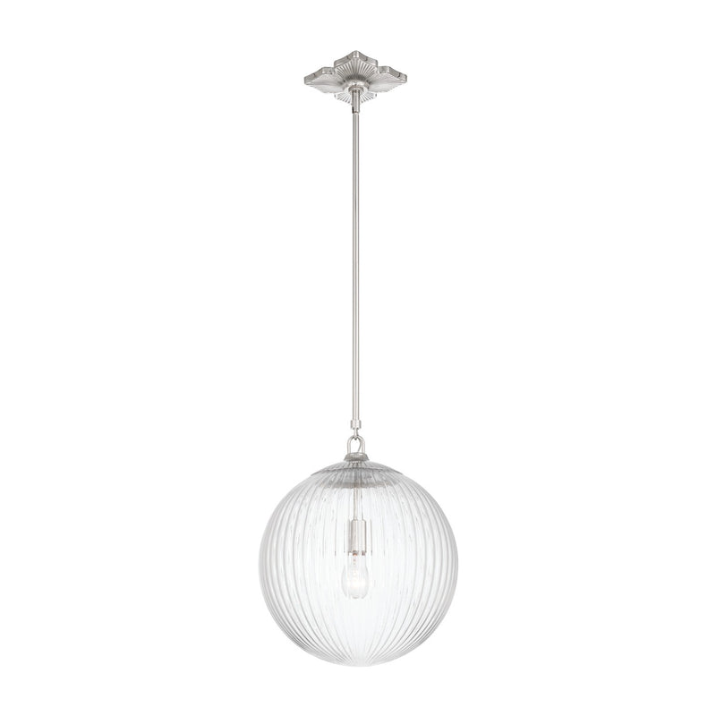 Crystorama ORY-1007-PN-CL One Light Pendant, Polished Nickel