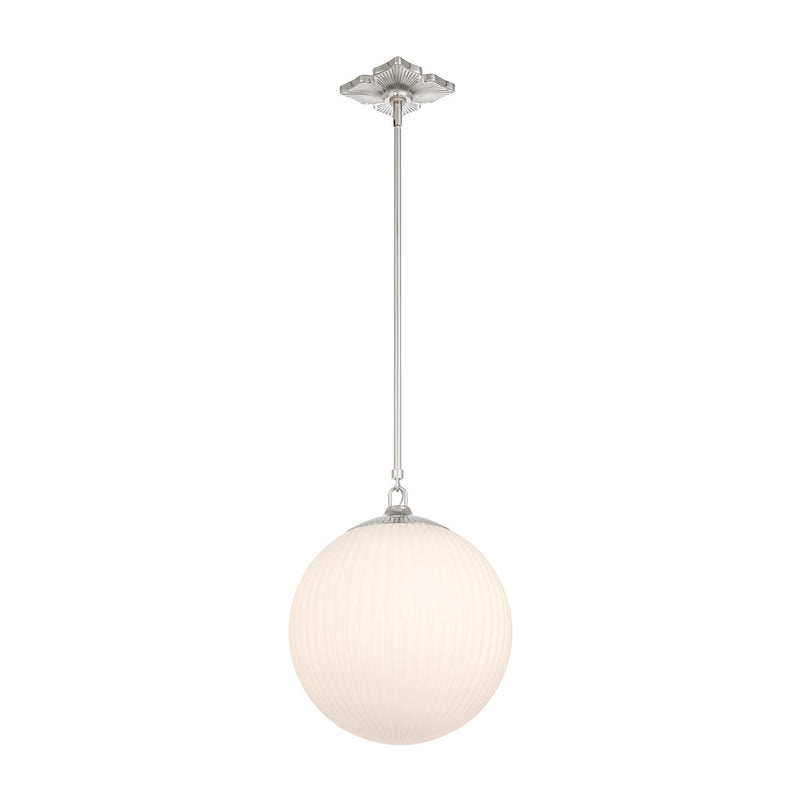 Crystorama ORY-1007-PN-WH One Light Pendant, Polished Nickel