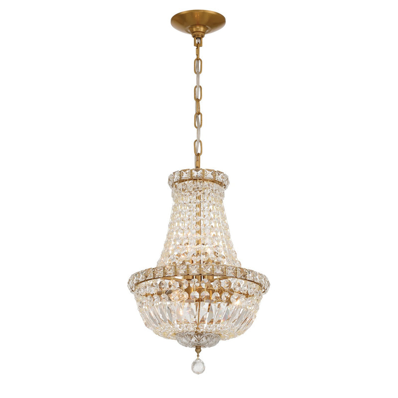 Crystorama ROS-A1006-AG-CL-MWP Five Light Chandelier, Aged Brass