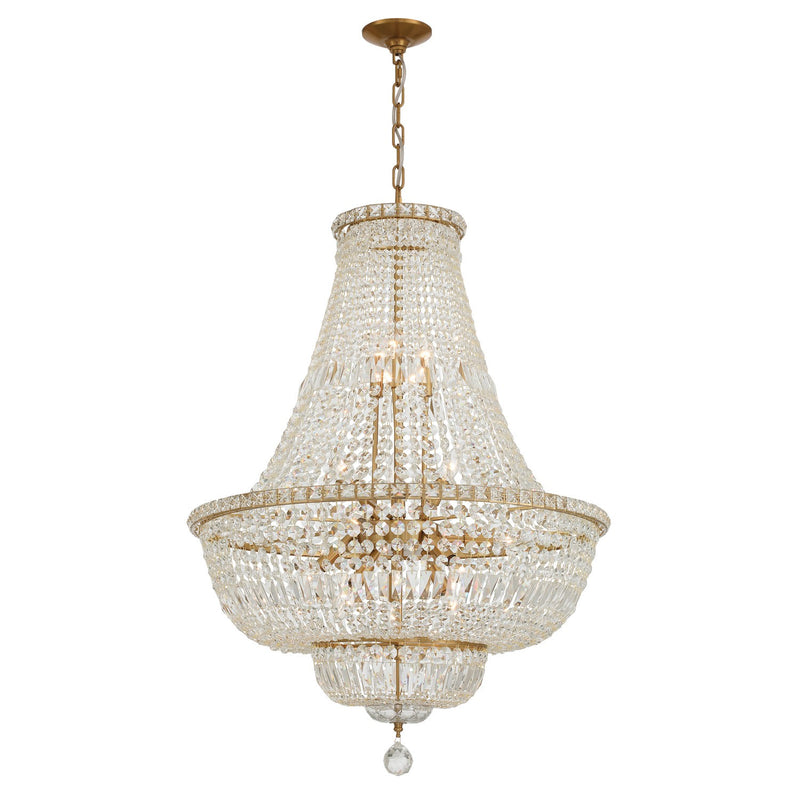Crystorama ROS-A1015-AG-CL-MWP 15 Light Chandelier, Aged Brass