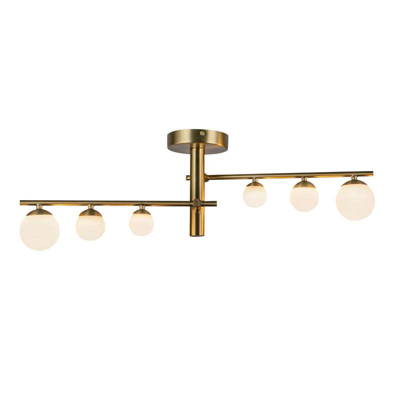 Kuzco Lighting SF55525-BG/OP-UNV LED Semi-Flush Mount, Brushed Gold/Opal Glass