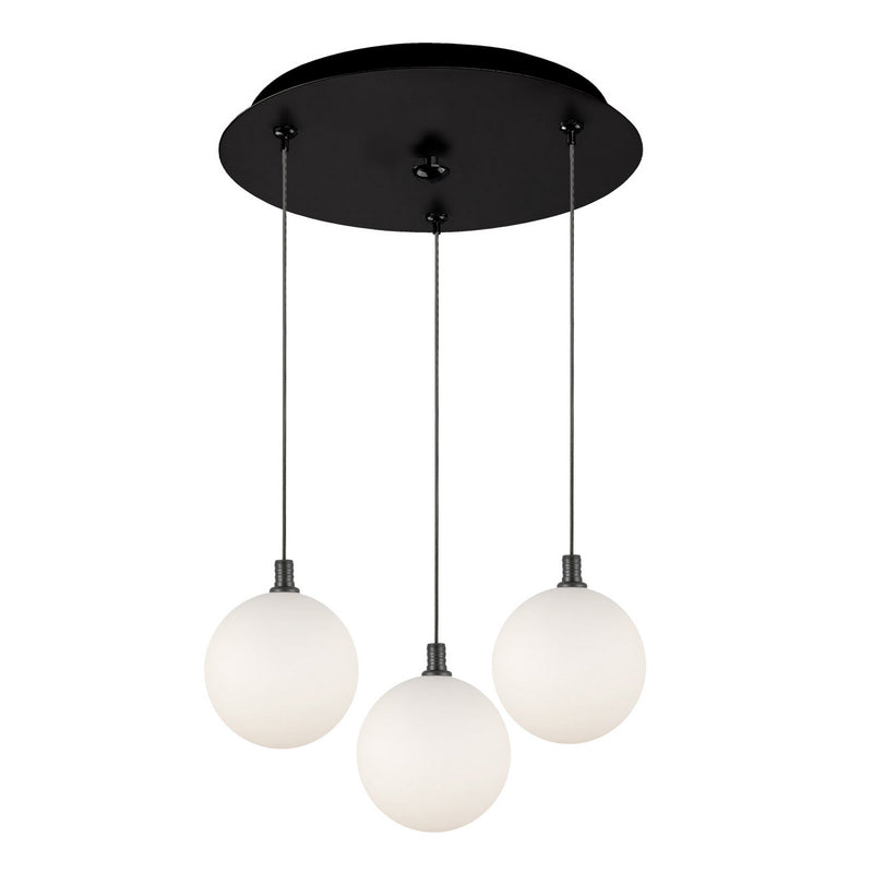 Kuzco Lighting MP3106BKOP-03 LED Pendant, Black/Opal Glass