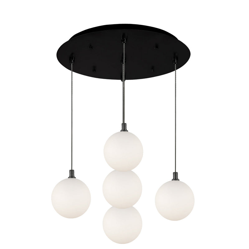 Kuzco Lighting MP3106BKOP-05 LED Pendant, Black/Opal Glass