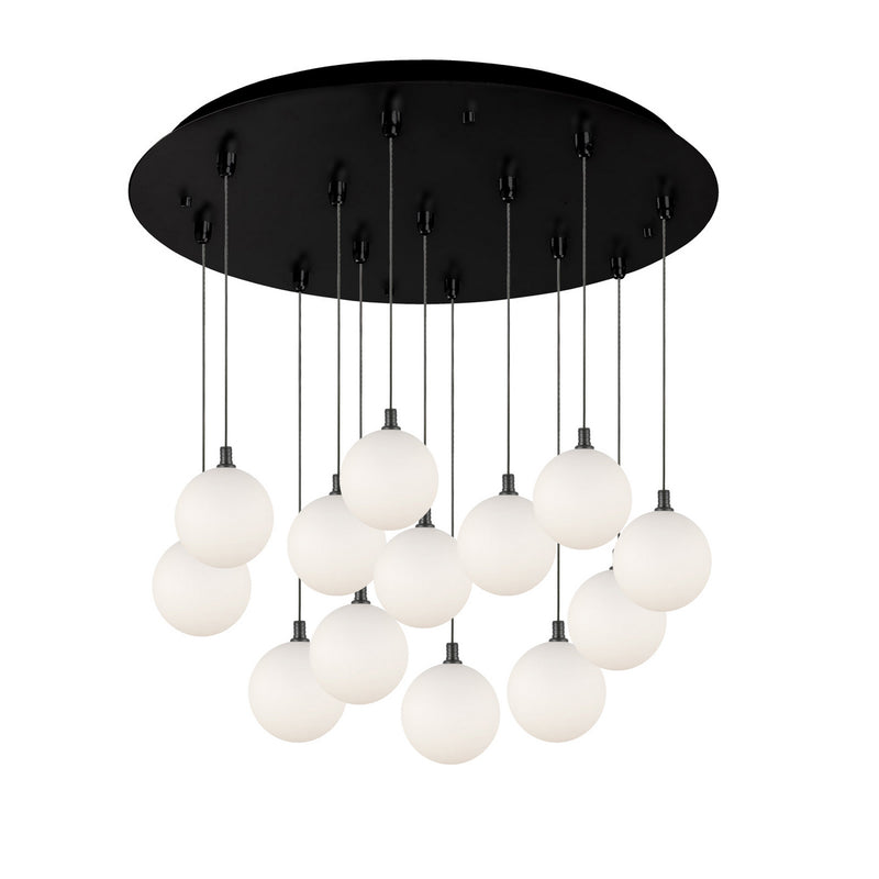 Kuzco Lighting MP3106BKOP-13 LED Pendant, Black/Opal Glass