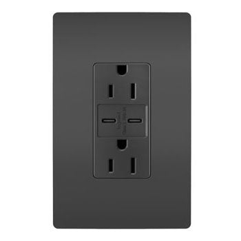 Legrand R26USBCC6BK 15A Tamper-Resistant Ultra-Fast USB Type C/C Outlet, Black