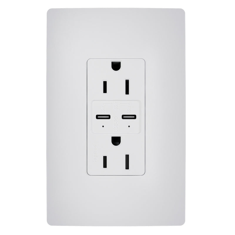 Legrand R26USBPD65W 65W USB Outlet, Type C, 15A, Tamper-Resistant, White