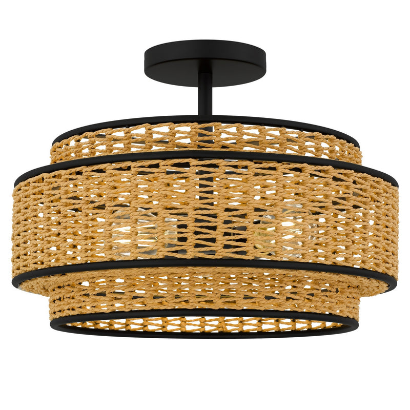 Quoizel TET1716MBK Three Light Semi-Flush Mount, Matte Black