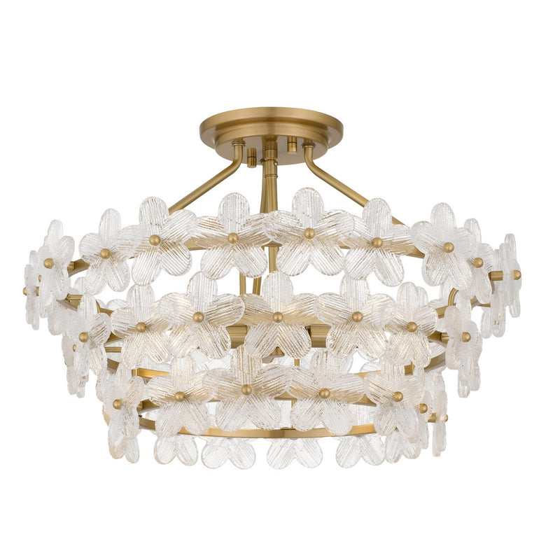 Quoizel WRIG1720BRG Four Light Semi-Flush Mount, Brushed Gold