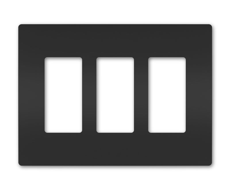 Legrand RWP263BK Three-Gang Screwless Wall Plate, Black