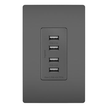 Legrand TM8USB4BKCC6 Quad USB Charger, Black