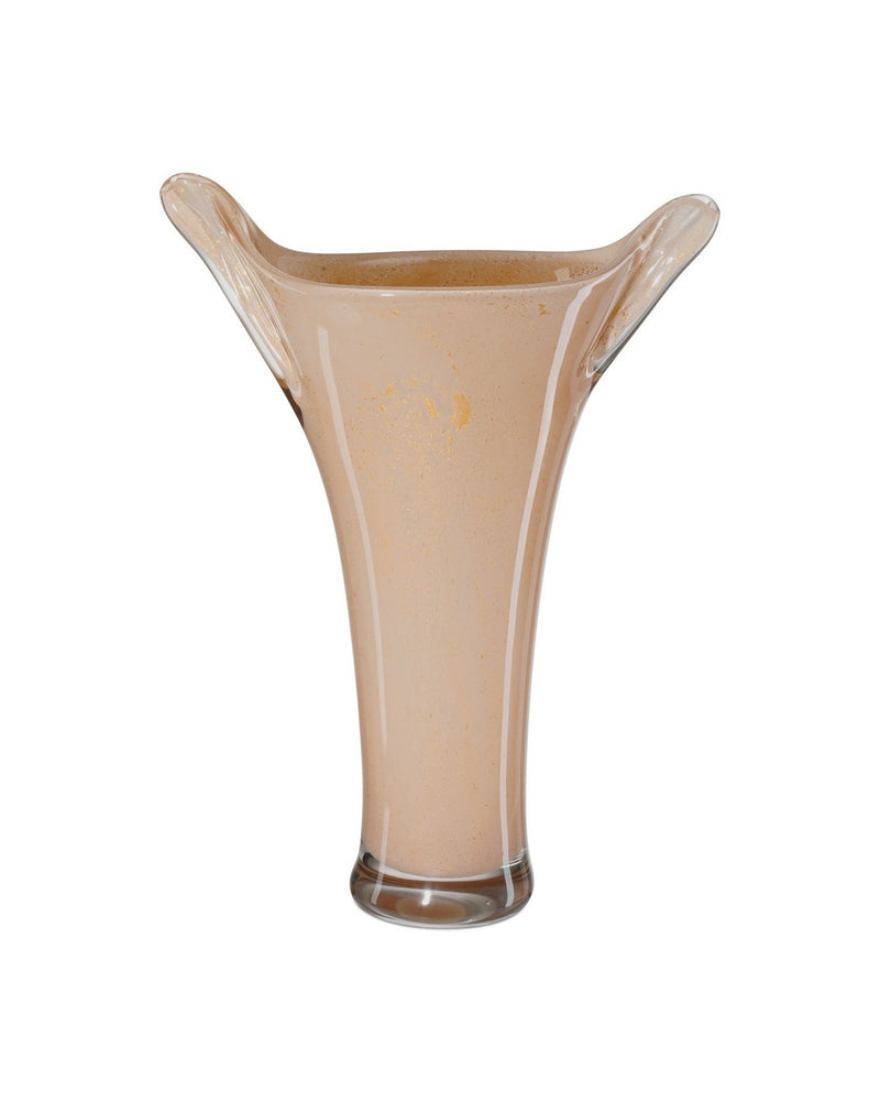 Currey and Company 1200-0989 Vase, Soft Peach / Gold