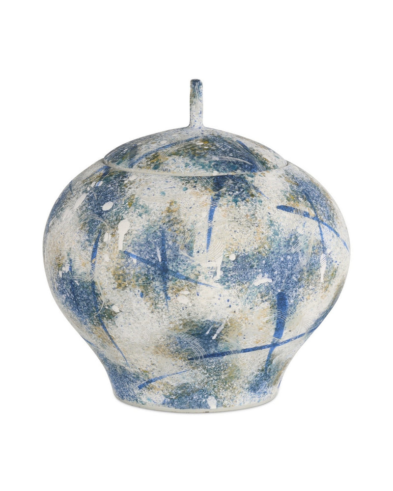 Currey and Company 1200-0998 Vase, Antique Blue / Off-White