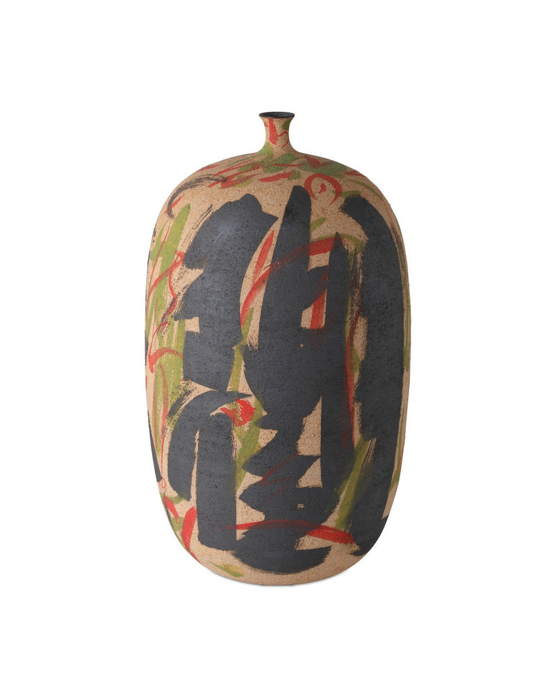 Currey and Company 1200-0999 Vase, Black / Yellow / Green / Red