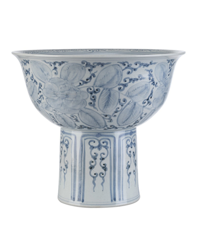 Currey and Company 1200-1003 Bowl, Blue / Off-White