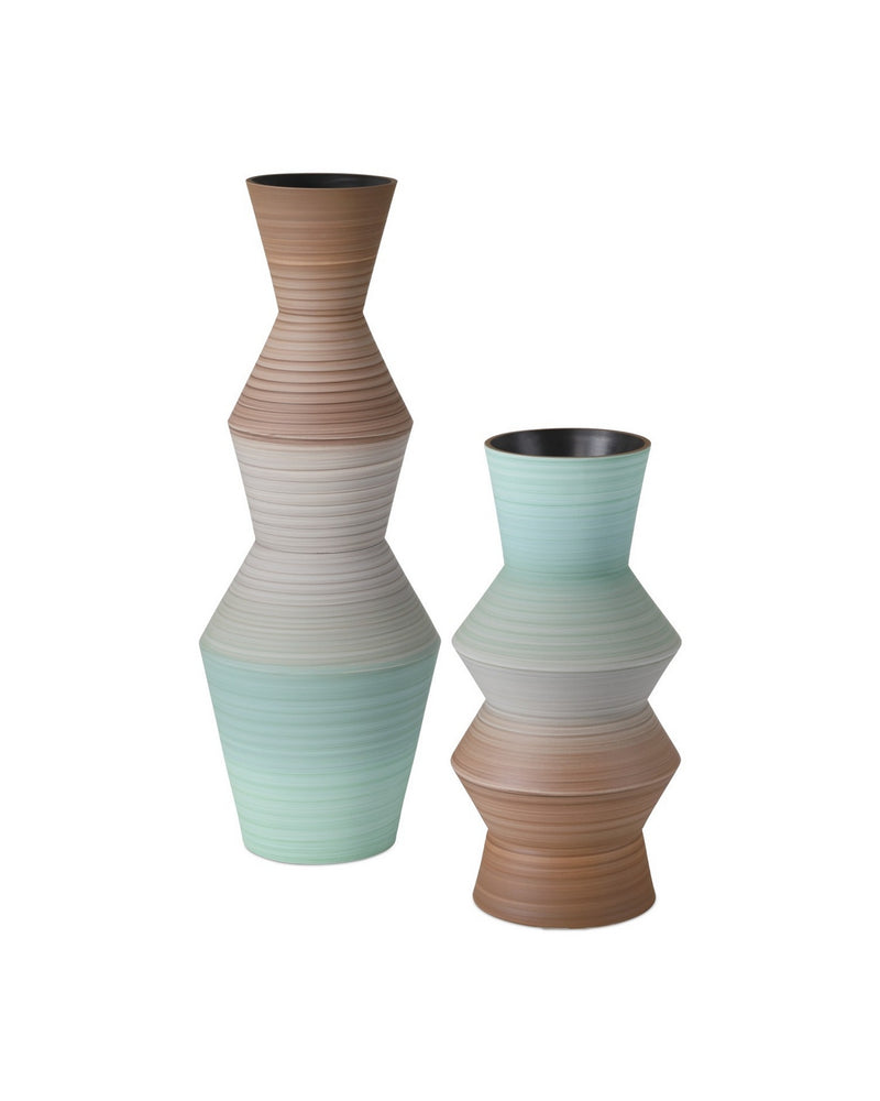 Currey and Company 1200-1008 Vase, Brown / Light Blue