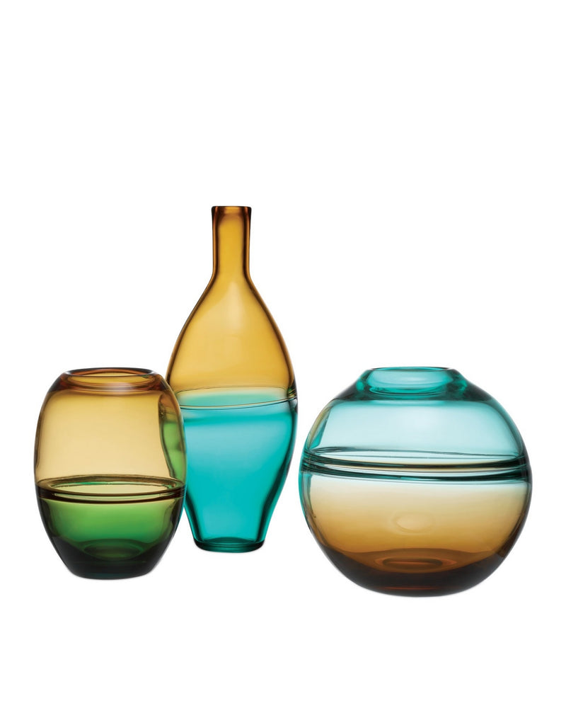 Currey and Company 1200-1011 Vase, Aqua Blue / Amber / Green