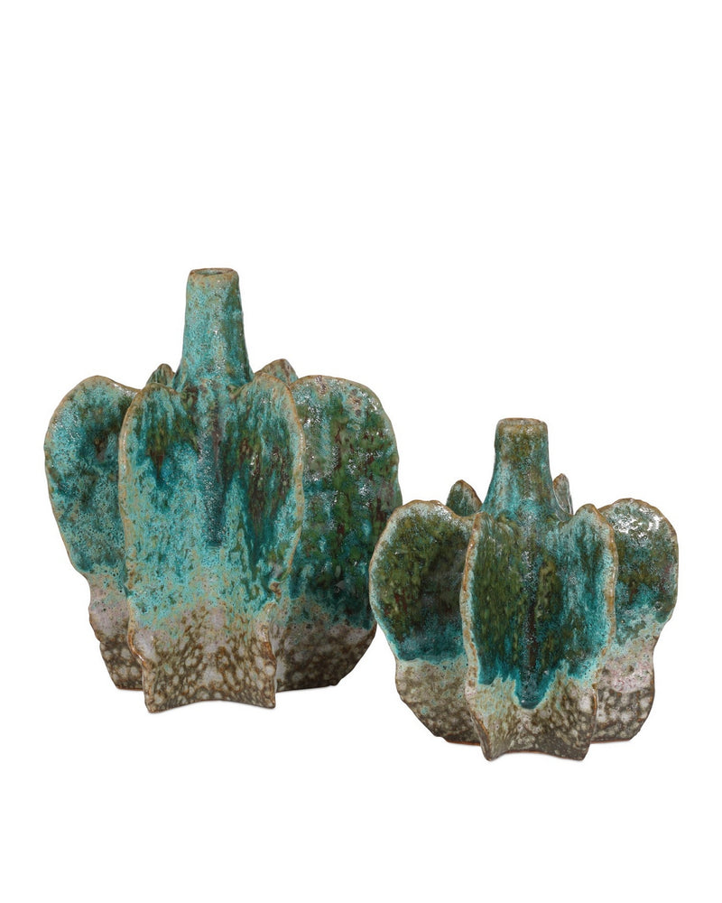 Currey and Company 1200-1013 Vase, Turquoise / Brown