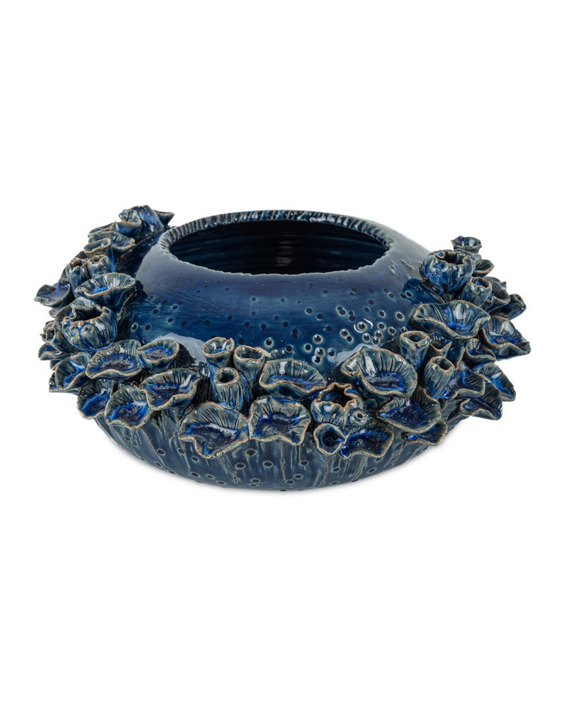 Currey and Company 1200-1047 Bowl, Reactive Dark Blue