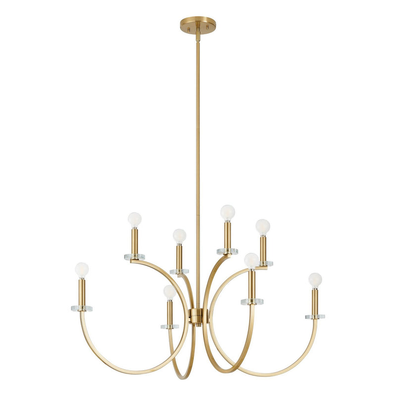 Thesis 206933A Eight Light Chandelier, Brushed Gold, Clear