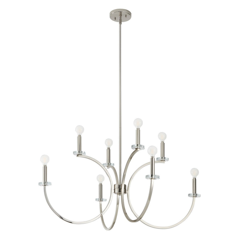 Thesis 206934A Eight Light Chandelier, Polished Nickel, Clear