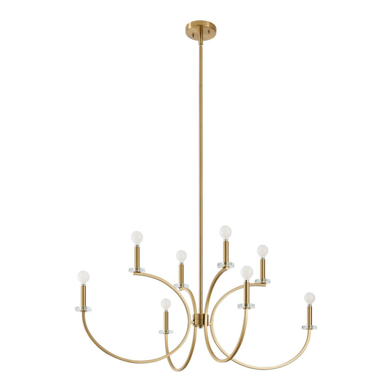 Thesis 206935A Eight Light Chandelier, Brushed Gold, Clear