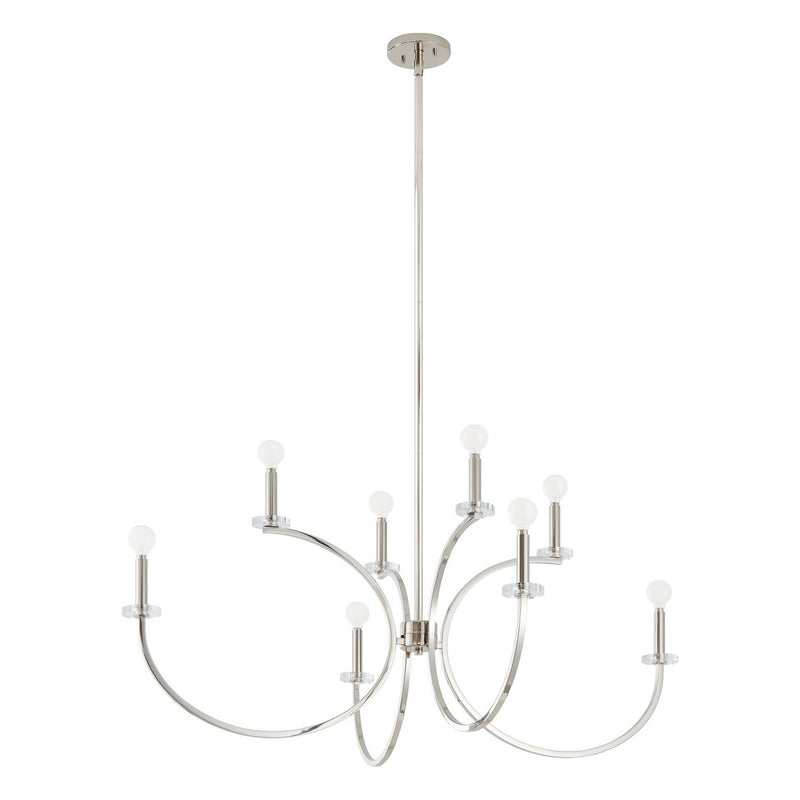 Thesis 206936A Eight Light Chandelier, Polished Nickel, Clear