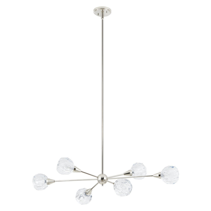 Thesis 206944A Six Light Pendant, Polished Nickel