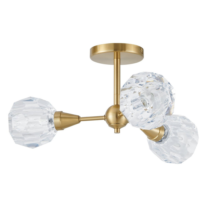 Thesis 206945A Three Light Semi-Flush Mount, Brushed Gold
