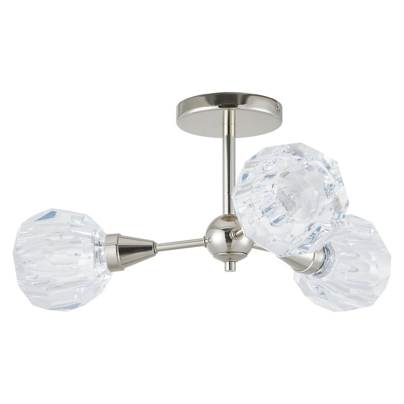 Thesis 206946A Three Light Semi-Flush Mount, Polished Nickel