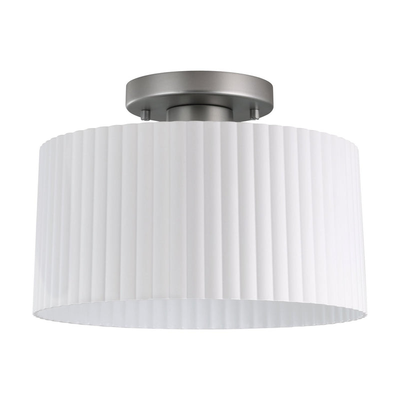 Thesis 206961A One Light Semi-Flush Mount, Brushed Nickel, Matte White