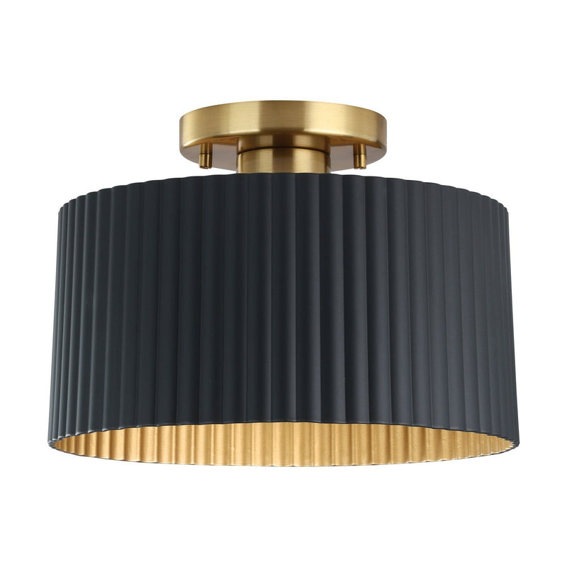 Thesis 206962A One Light Semi-Flush Mount, Brushed Gold, Matte Black
