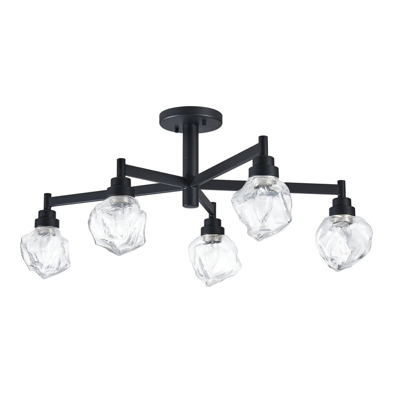 Thesis 206964A Five Light Semi-Flush Mount, Matte Black