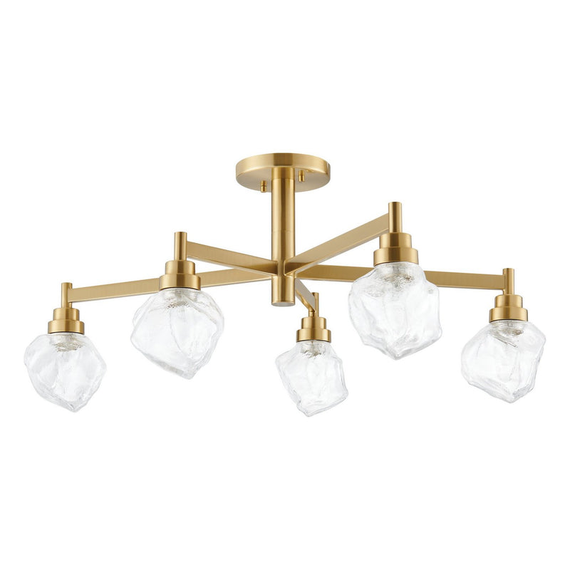 Thesis 206965A Five Light Semi-Flush Mount, Brushed Gold