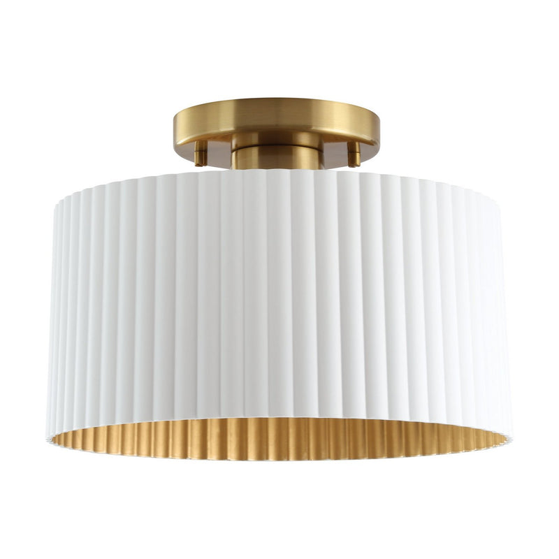 Thesis 206963A One Light Semi-Flush Mount, Brushed Gold, Matte White
