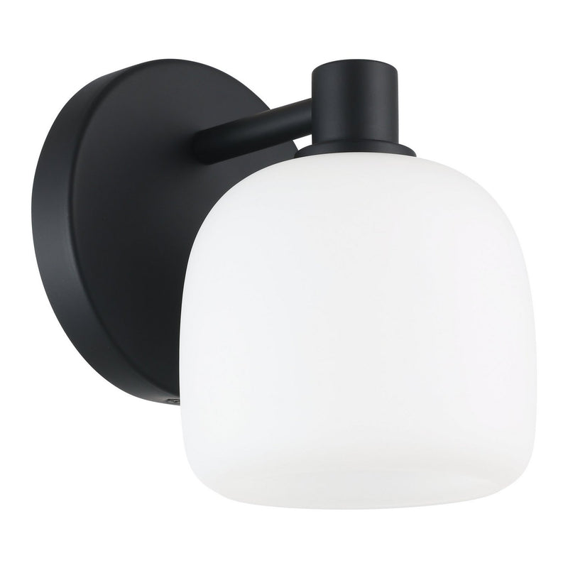 Thesis 206997A One Light Wall Sconce, Matte Black, Etched Opal