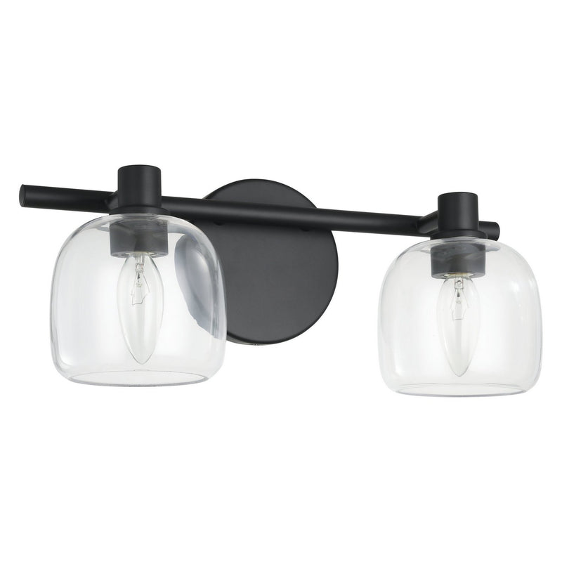 Thesis 207003A Two Light Vanity, Matte Black, Clear
