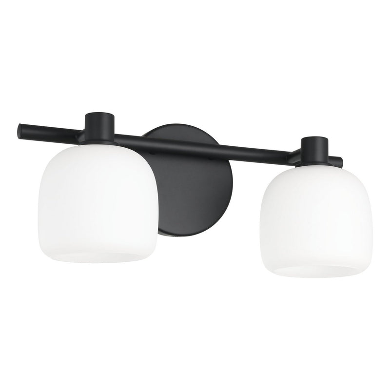 Thesis 207004A Two Light Vanity, Matte Black, Etched Opal