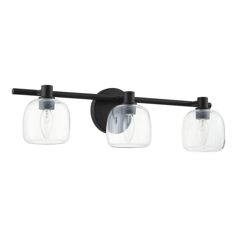 Thesis 207009A Three Light Vanity, Matte Black, Clear