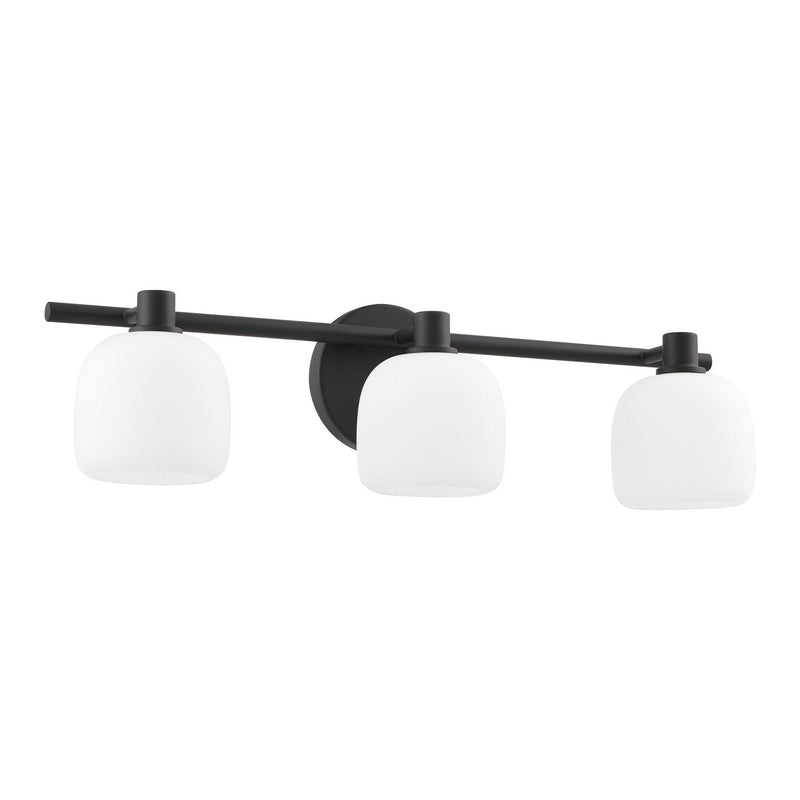 Thesis 207011A Three Light Vanity, Matte Black, Etched Opal