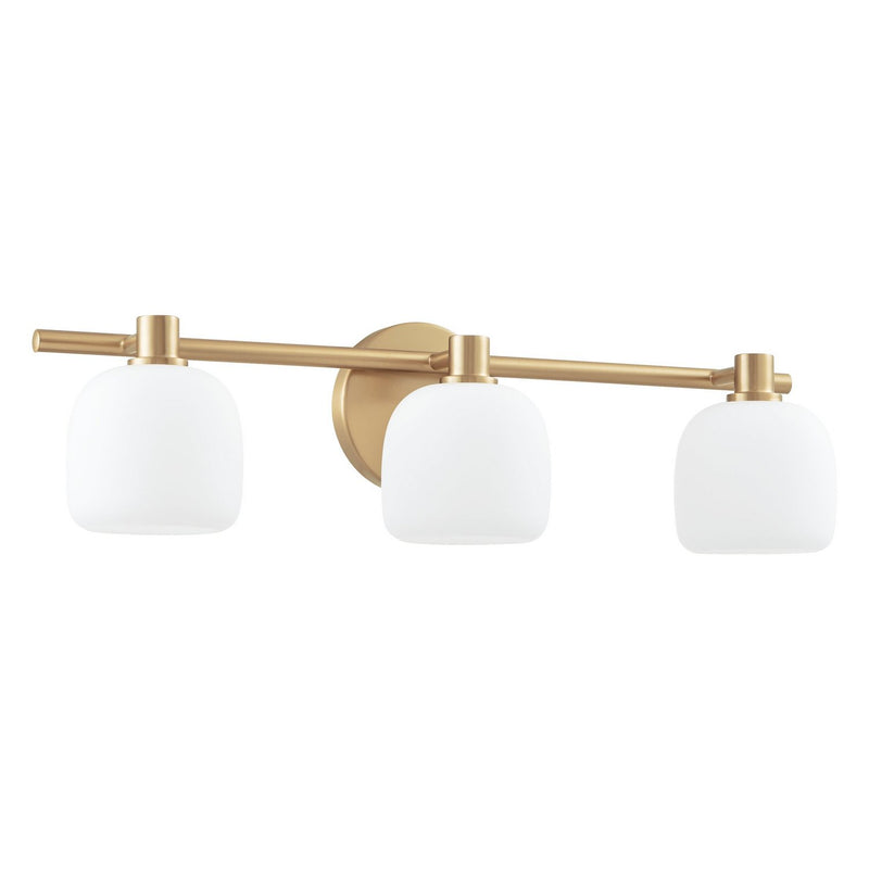 Thesis 207013A Three Light Vanity, Champagne Gold, Etched Opal