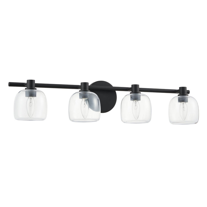 Thesis 207016A Four Light Vanity, Matte Black, Clear