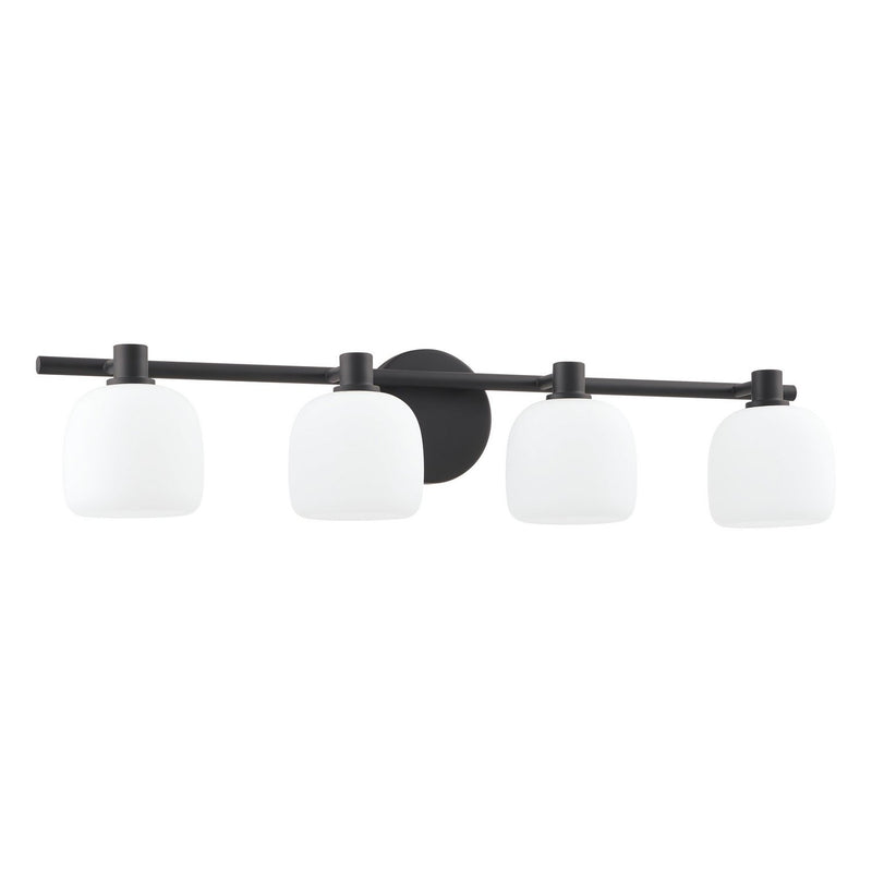 Thesis 207017A Four Light Vanity, Matte Black, Etched Opal