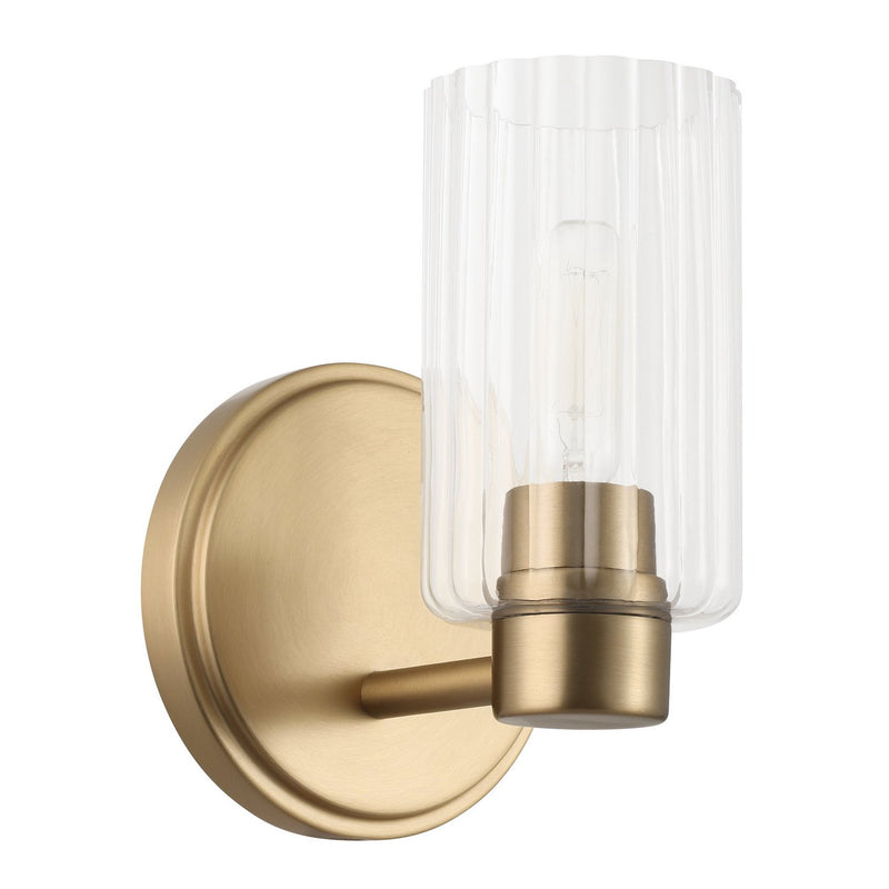 Thesis 207025A One Light Wall Sconce, Champagne Gold, Clear Ribbed