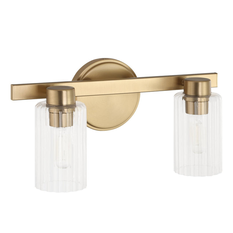 Thesis 207032A Two Light Vanity, Champagne Gold, Clear Ribbed