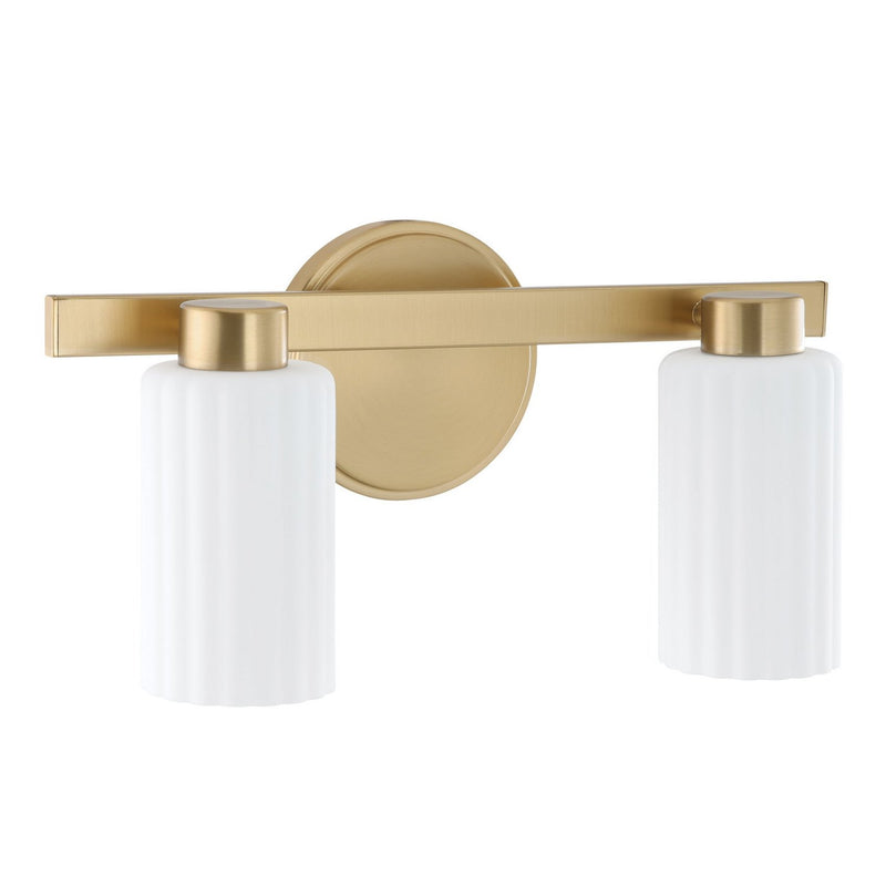 Thesis 207033A Two Light Vanity, Champagne Gold, Opal Ribbed