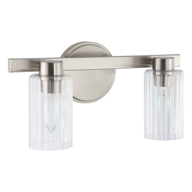 Thesis 207034A Two Light Vanity, Brushed Nickel, Clear Ribbed